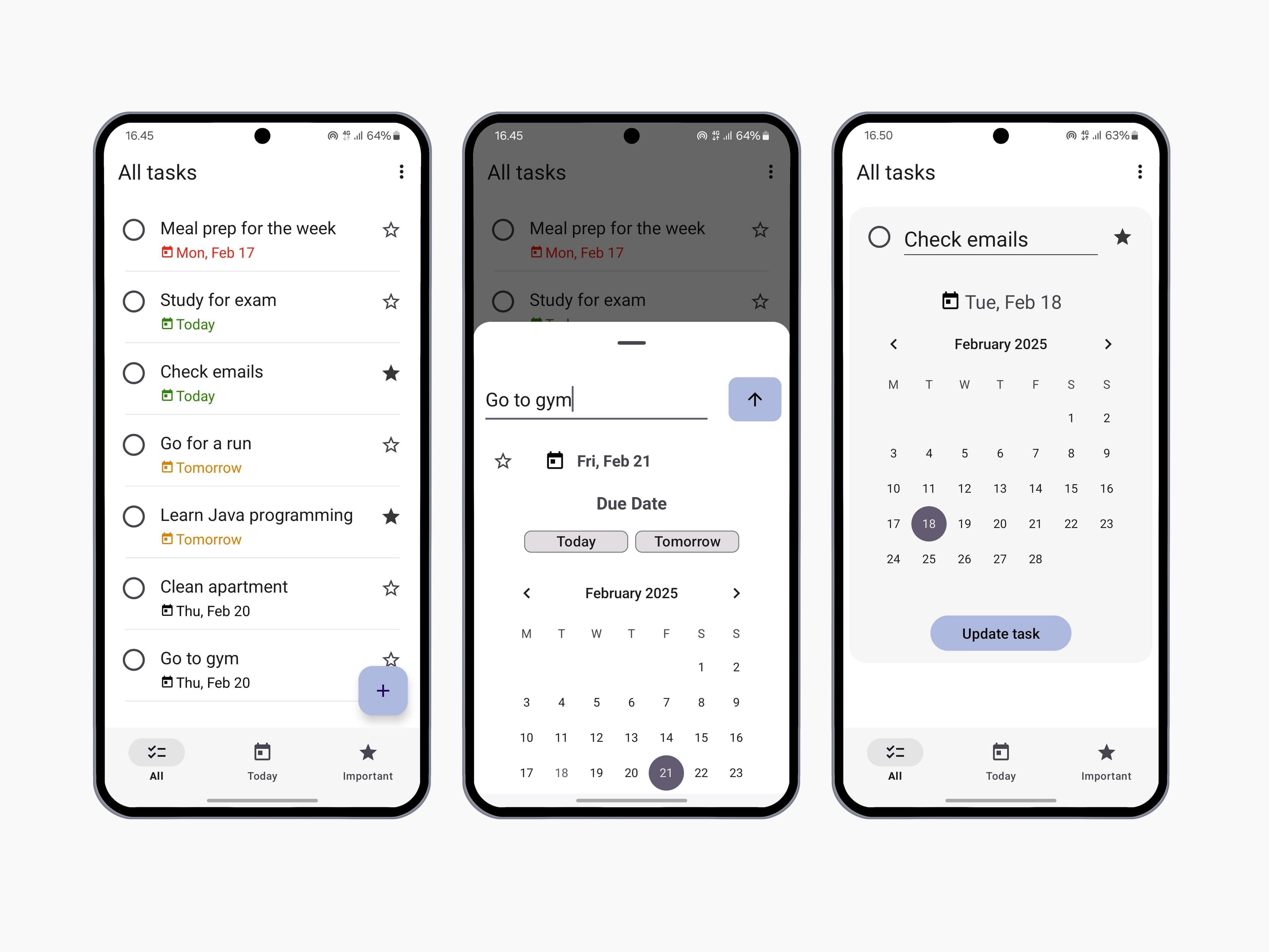 Screenshots of the app